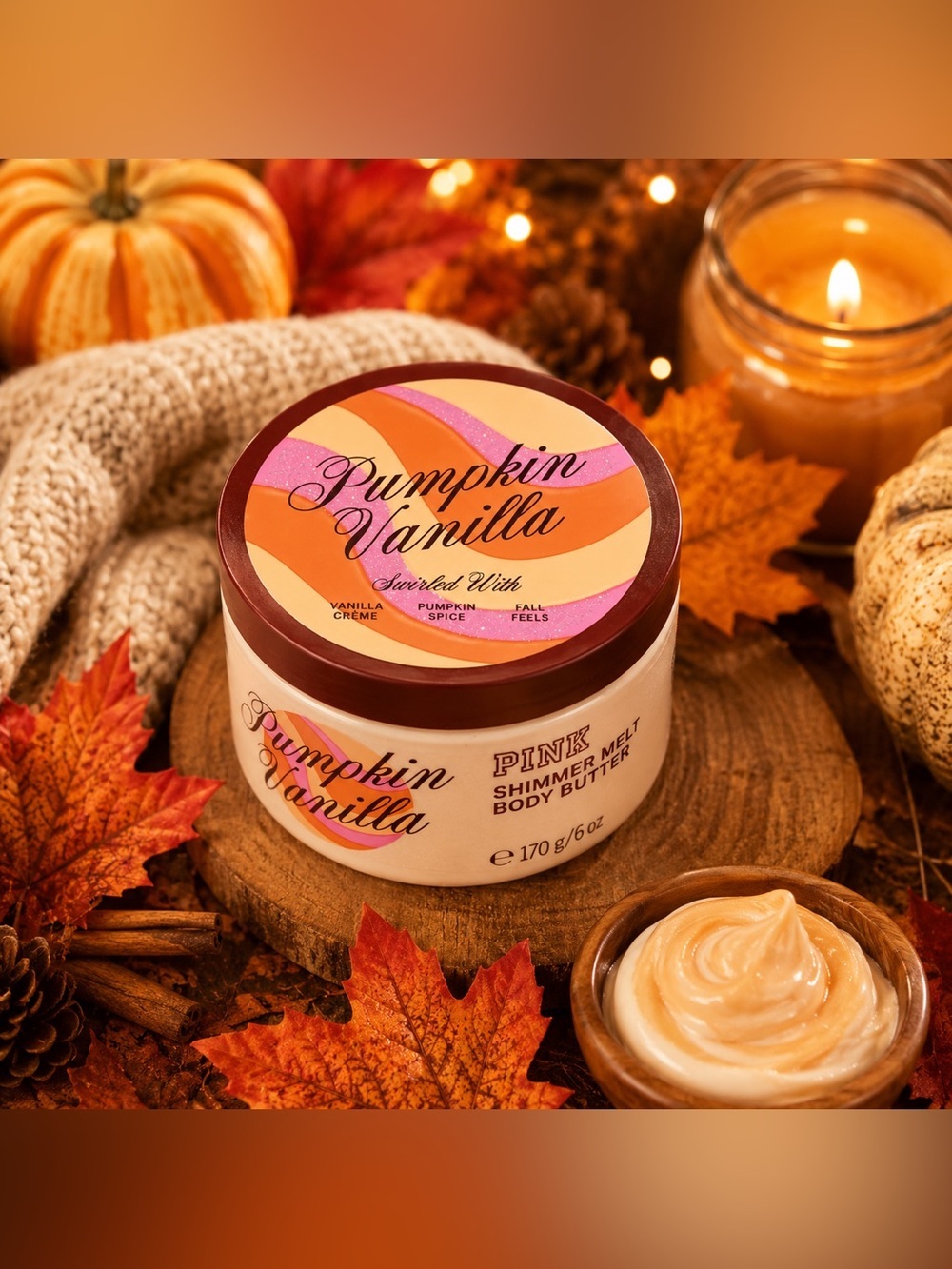 Victoria’s Secret PINK Pumpkin Vanilla Shimmer Me Body Butter 6 oz NEW - Picture 2 of 6